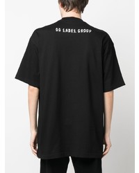 schwarzes bedrucktes T-Shirt mit einem Rundhalsausschnitt von 44 label group