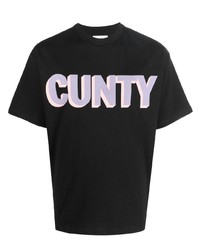 schwarzes bedrucktes T-Shirt mit einem Rundhalsausschnitt von Honey Fucking Dijon