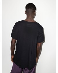 schwarzes bedrucktes T-Shirt mit einem Rundhalsausschnitt von Greg Lauren