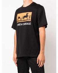 schwarzes bedrucktes T-Shirt mit einem Rundhalsausschnitt von Mostly Heard Rarely Seen 8-Bit