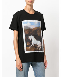 schwarzes bedrucktes T-Shirt mit einem Rundhalsausschnitt von Stella McCartney