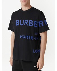 schwarzes bedrucktes T-Shirt mit einem Rundhalsausschnitt von Burberry