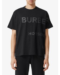 schwarzes bedrucktes T-Shirt mit einem Rundhalsausschnitt von Burberry