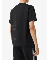 schwarzes bedrucktes T-Shirt mit einem Rundhalsausschnitt von Burberry