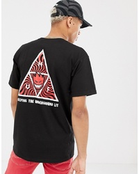 schwarzes bedrucktes T-Shirt mit einem Rundhalsausschnitt von HUF
