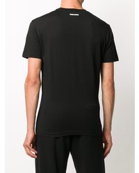 schwarzes bedrucktes T-Shirt mit einem Rundhalsausschnitt von DSQUARED2