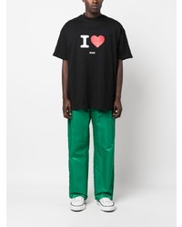 schwarzes bedrucktes T-Shirt mit einem Rundhalsausschnitt von MSGM