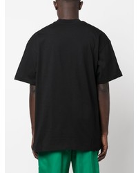 schwarzes bedrucktes T-Shirt mit einem Rundhalsausschnitt von MSGM