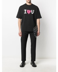 schwarzes bedrucktes T-Shirt mit einem Rundhalsausschnitt von Balenciaga