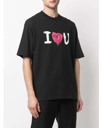 schwarzes bedrucktes T-Shirt mit einem Rundhalsausschnitt von Balenciaga