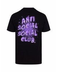 schwarzes bedrucktes T-Shirt mit einem Rundhalsausschnitt von Anti Social Social Club