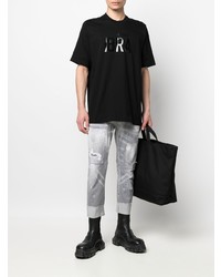 schwarzes bedrucktes T-Shirt mit einem Rundhalsausschnitt von DSQUARED2