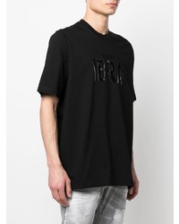 schwarzes bedrucktes T-Shirt mit einem Rundhalsausschnitt von DSQUARED2