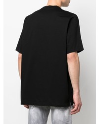 schwarzes bedrucktes T-Shirt mit einem Rundhalsausschnitt von DSQUARED2