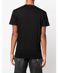 schwarzes bedrucktes T-Shirt mit einem Rundhalsausschnitt von DSQUARED2