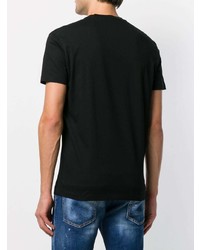 schwarzes bedrucktes T-Shirt mit einem Rundhalsausschnitt von DSQUARED2