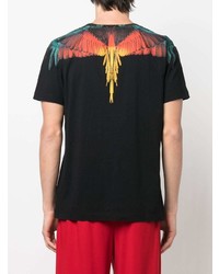 schwarzes bedrucktes T-Shirt mit einem Rundhalsausschnitt von Marcelo Burlon County of Milan