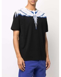 schwarzes bedrucktes T-Shirt mit einem Rundhalsausschnitt von Marcelo Burlon County of Milan