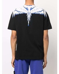 schwarzes bedrucktes T-Shirt mit einem Rundhalsausschnitt von Marcelo Burlon County of Milan