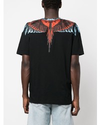 schwarzes bedrucktes T-Shirt mit einem Rundhalsausschnitt von Marcelo Burlon County of Milan