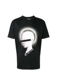schwarzes bedrucktes T-Shirt mit einem Rundhalsausschnitt von Icosae