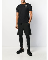 schwarzes bedrucktes T-Shirt mit einem Rundhalsausschnitt von Karl Lagerfeld