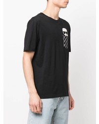 schwarzes bedrucktes T-Shirt mit einem Rundhalsausschnitt von Karl Lagerfeld