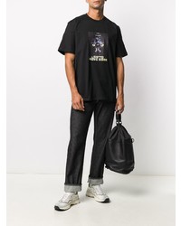 schwarzes bedrucktes T-Shirt mit einem Rundhalsausschnitt von MSGM