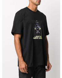 schwarzes bedrucktes T-Shirt mit einem Rundhalsausschnitt von MSGM