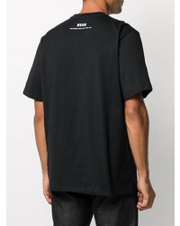 schwarzes bedrucktes T-Shirt mit einem Rundhalsausschnitt von MSGM