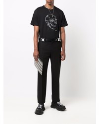 schwarzes bedrucktes T-Shirt mit einem Rundhalsausschnitt von Alexander McQueen