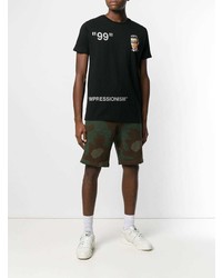 schwarzes bedrucktes T-Shirt mit einem Rundhalsausschnitt von Off-White