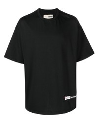 schwarzes bedrucktes T-Shirt mit einem Rundhalsausschnitt von Incotex
