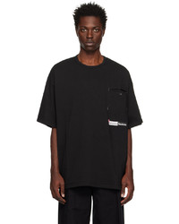 schwarzes bedrucktes T-Shirt mit einem Rundhalsausschnitt von Incotex Red x FACETASM