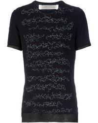 schwarzes bedrucktes T-Shirt mit einem Rundhalsausschnitt von Individual Sentiments