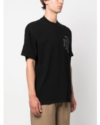 schwarzes bedrucktes T-Shirt mit einem Rundhalsausschnitt von Represent