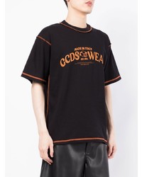 schwarzes bedrucktes T-Shirt mit einem Rundhalsausschnitt von Gcds