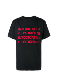 schwarzes bedrucktes T-Shirt mit einem Rundhalsausschnitt von Intoxicated