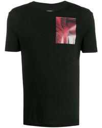 schwarzes bedrucktes T-Shirt mit einem Rundhalsausschnitt von Inês Torcato