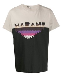 schwarzes bedrucktes T-Shirt mit einem Rundhalsausschnitt von Isabel Marant