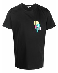 schwarzes bedrucktes T-Shirt mit einem Rundhalsausschnitt von Isabel Marant