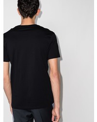 schwarzes bedrucktes T-Shirt mit einem Rundhalsausschnitt von Moschino