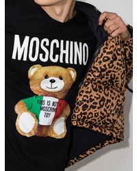 schwarzes bedrucktes T-Shirt mit einem Rundhalsausschnitt von Moschino