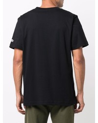 schwarzes bedrucktes T-Shirt mit einem Rundhalsausschnitt von Helmut Lang