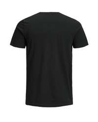 schwarzes bedrucktes T-Shirt mit einem Rundhalsausschnitt von Jack & Jones