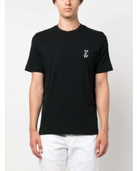 schwarzes bedrucktes T-Shirt mit einem Rundhalsausschnitt von Jacob Cohen