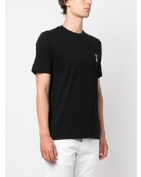 schwarzes bedrucktes T-Shirt mit einem Rundhalsausschnitt von Jacob Cohen