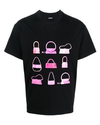 schwarzes bedrucktes T-Shirt mit einem Rundhalsausschnitt von Jacquemus