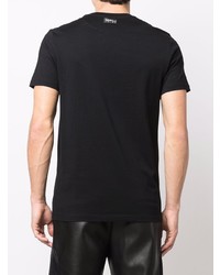 schwarzes bedrucktes T-Shirt mit einem Rundhalsausschnitt von Roberto Cavalli