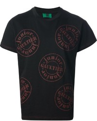 schwarzes bedrucktes T-Shirt mit einem Rundhalsausschnitt von Jean Paul Gaultier